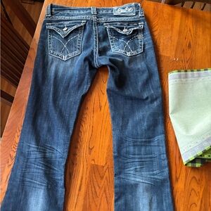 Dark Wash Denim Jeans with Embroidered Pockets